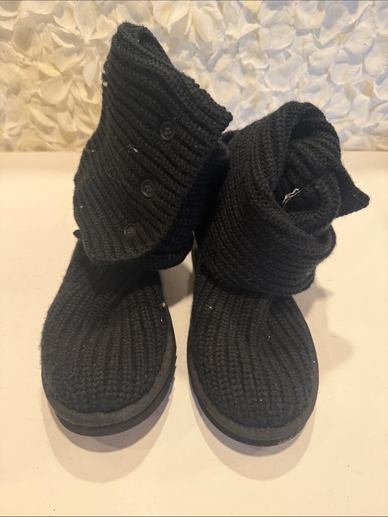 UGG Shoes - UGG Black Knit Fold-Over Button Booties